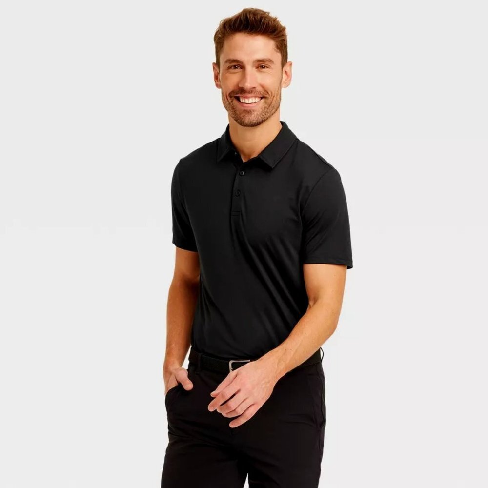 All In Motion Jersey Polo Shirt, Black Onyx, Large